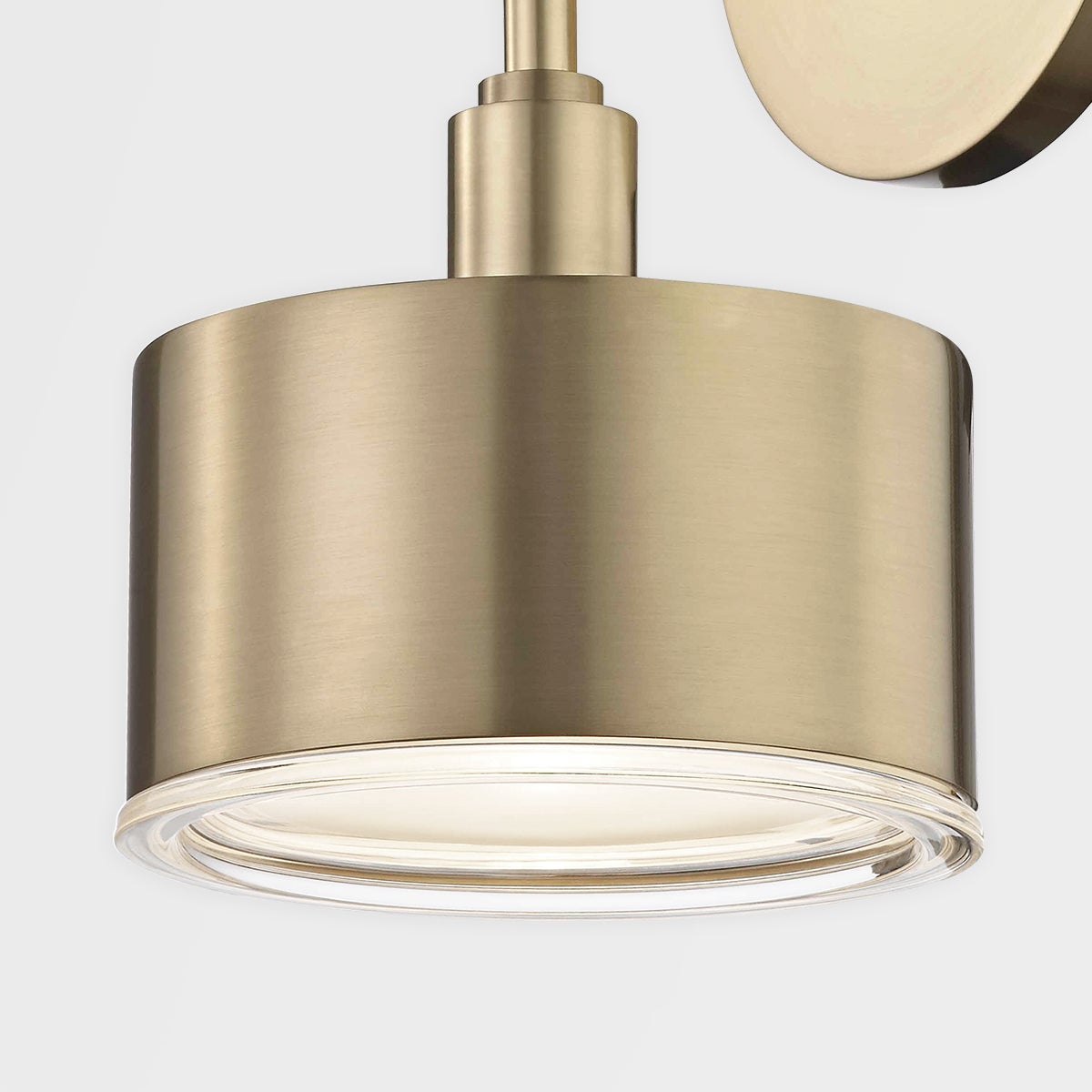 Mitzi Nora Sconce 9.5" Height Aged Brass Wall Light Dimmable with Clear Etched Glass Shade