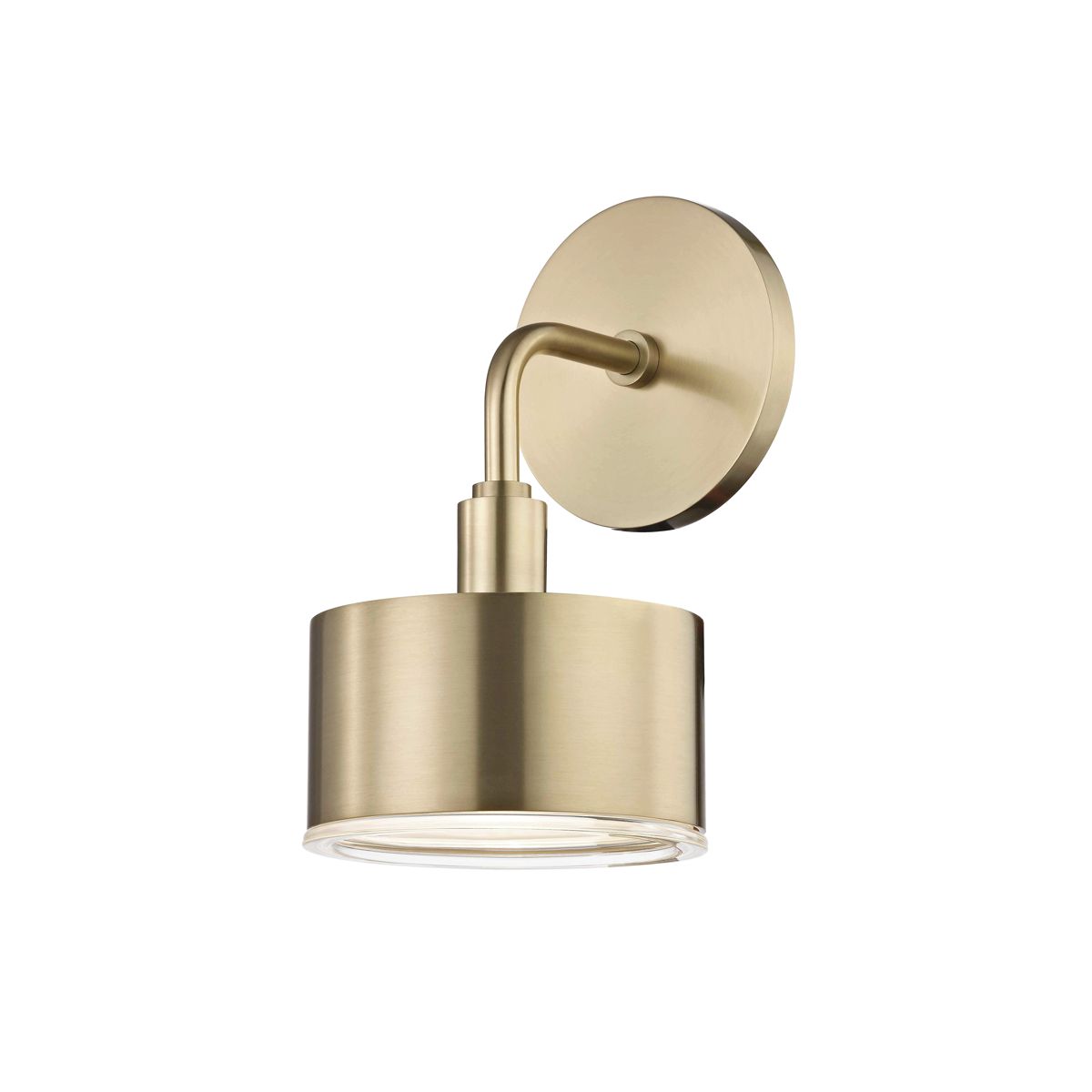 Mitzi Nora Sconce 9.5" Height Aged Brass Wall Light Dimmable with Clear Etched Glass Shade