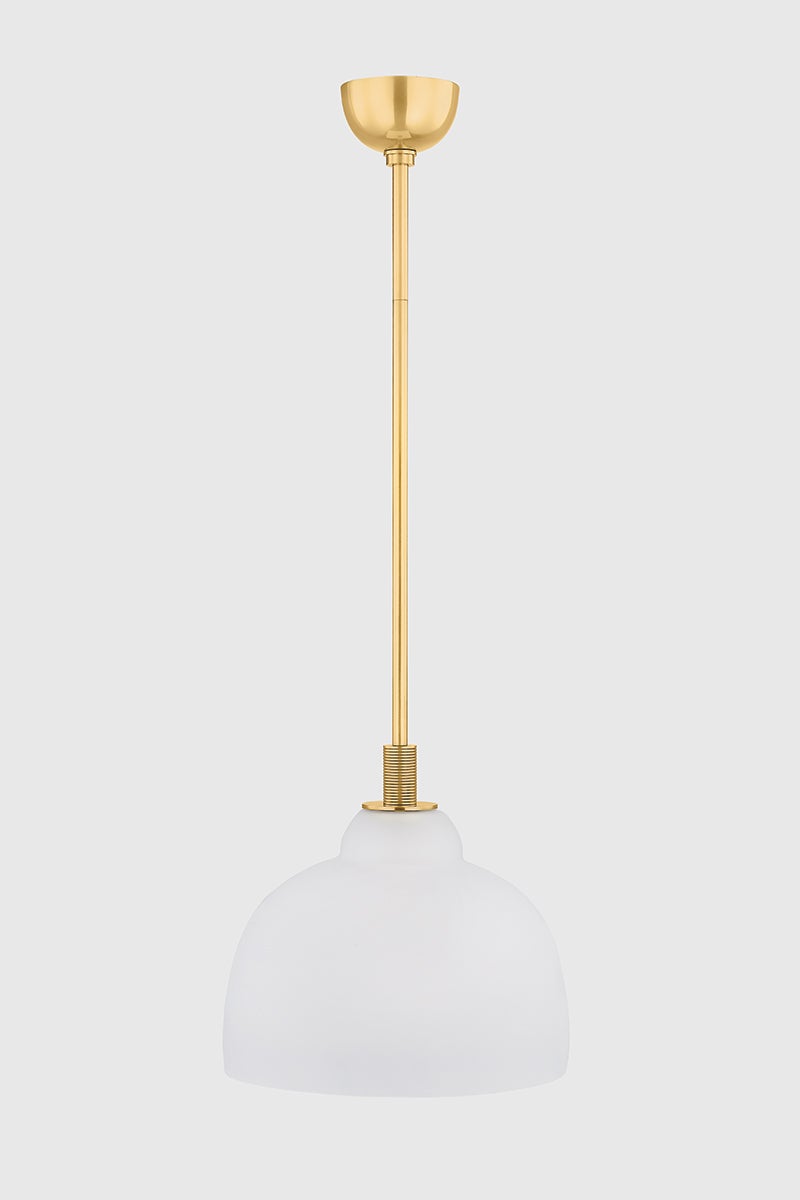 Oberon Pendant Light 7515-AGB by Hudson Valley Lighting - Aged Brass, Dimmable, Glass Shade