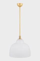 Oberon Large Pendant Light by Hudson Valley Lighting, Aged Brass Finish, 18" Wide, Dimmable Glass Shade