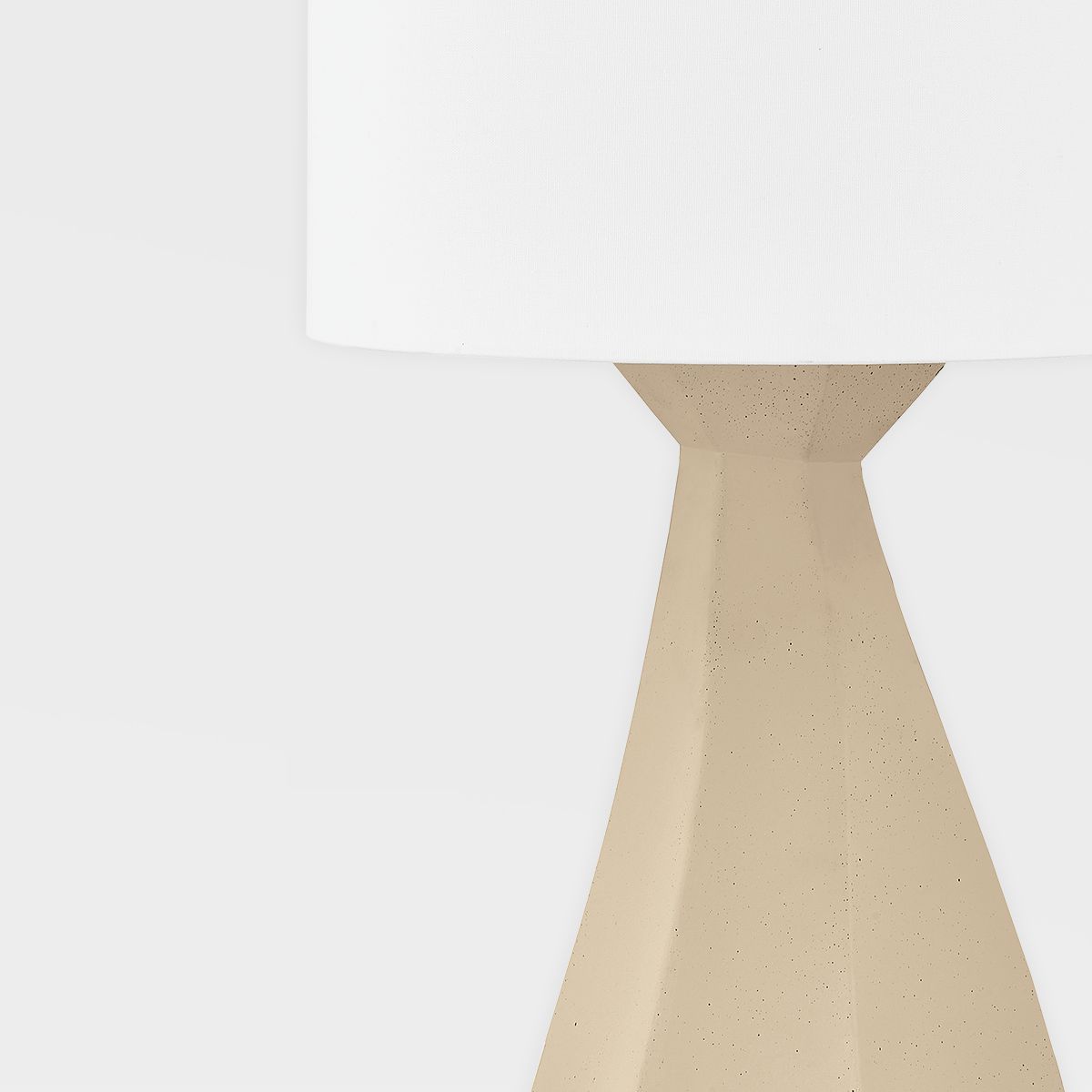 Oakland 25" Table Lamp by Troy Lighting - Taupe Concrete Base, Off-White Linen Shade, Dimmable, Patina Brass Finish