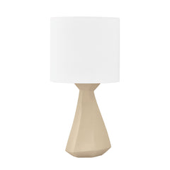 Oakland 25" Table Lamp by Troy Lighting - Taupe Concrete Base, Off-White Linen Shade, Dimmable, Patina Brass Finish