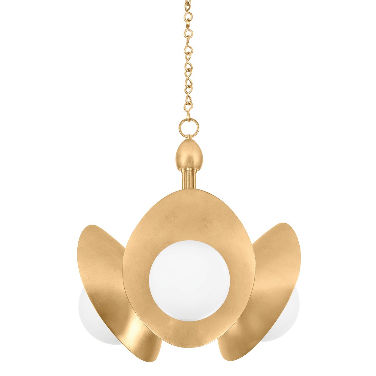 Olson 3-Light Chandelier by Troy Lighting in Vintage Gold Leaf with Dimmable Feature and Opal Glass Shade