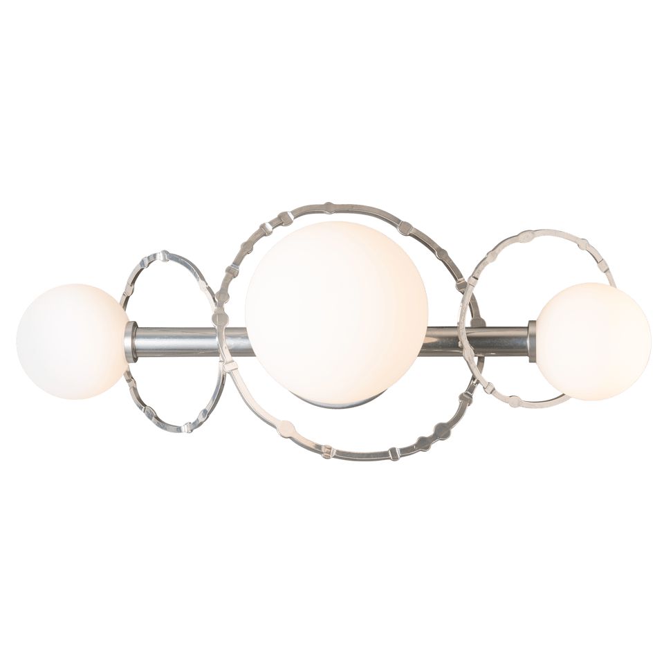 Olympus 3-Light Bath Sconce by Hubbardton Forge, Opal Glass Shades, Dimmable, UL Damp Rated, 8x21.8x9