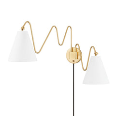 Mitzi Onda 2-Light Plug-In Wall Sconce with Playful Squiggly Arm Design and Dimmable Features