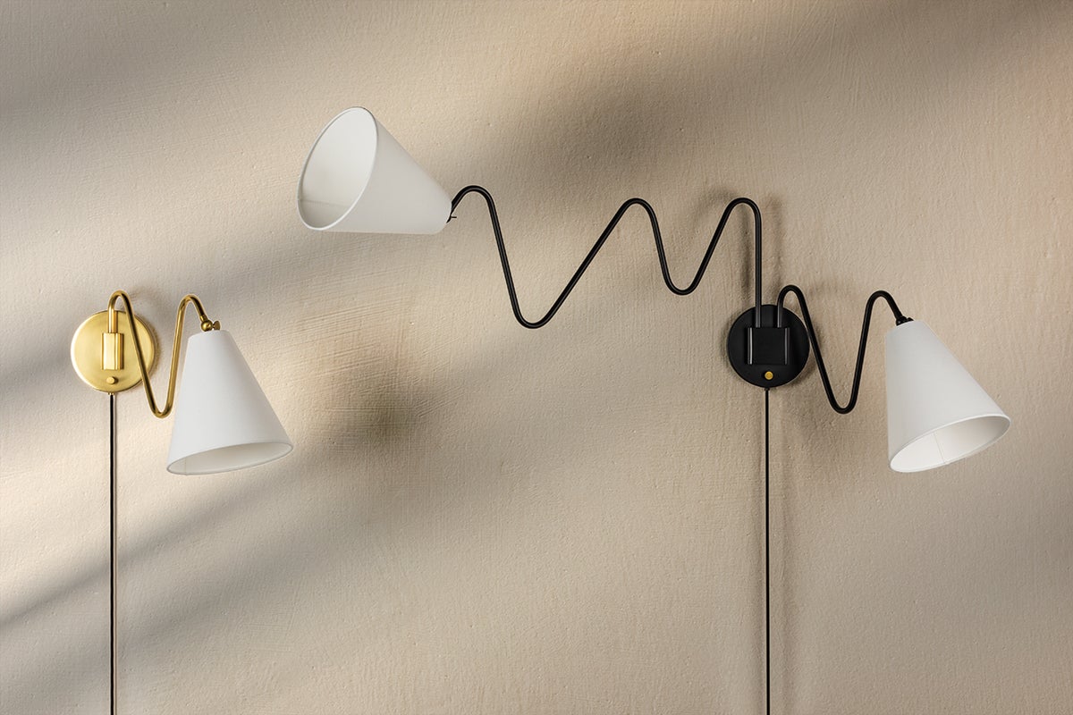 Mitzi Onda 2-Light Plug-In Wall Sconce with Playful Squiggly Arm Design and Dimmable Features