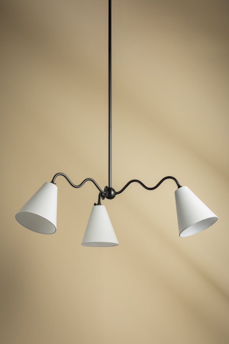 Mitzi Onda 3-Light Chandelier with Unique Curved Arms, Dimmable Lighting, Aged Brass Finish