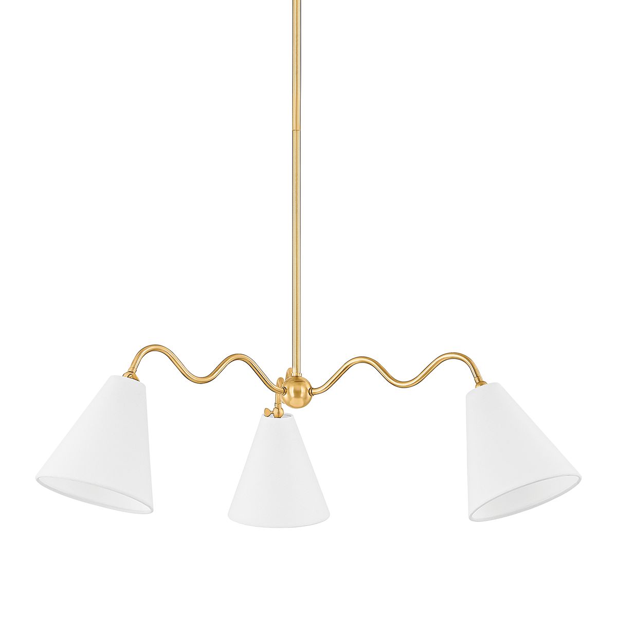 Mitzi Onda 3-Light Chandelier with Unique Curved Arms, Dimmable Lighting, Aged Brass Finish