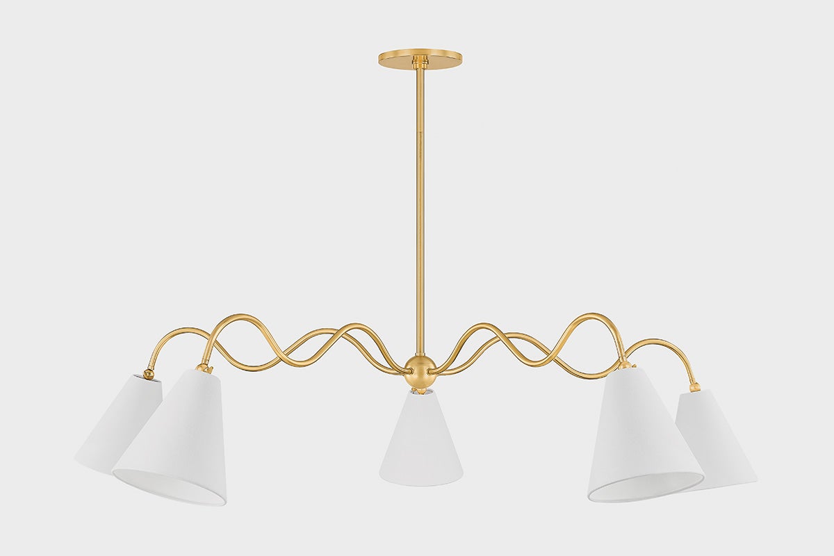 Onda 5-Light Chandelier by Mitzi - Unique Squiggly Design, Dimmable Feature, UL Damp Rated