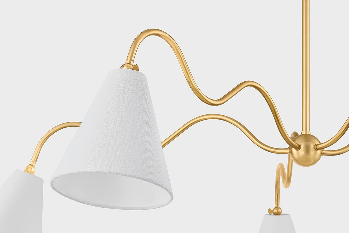 Onda 5-Light Chandelier by Mitzi - Unique Squiggly Design, Dimmable Feature, UL Damp Rated