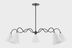 Onda 5-Light Chandelier by Mitzi - Unique Squiggly Design, Dimmable Feature, UL Damp Rated