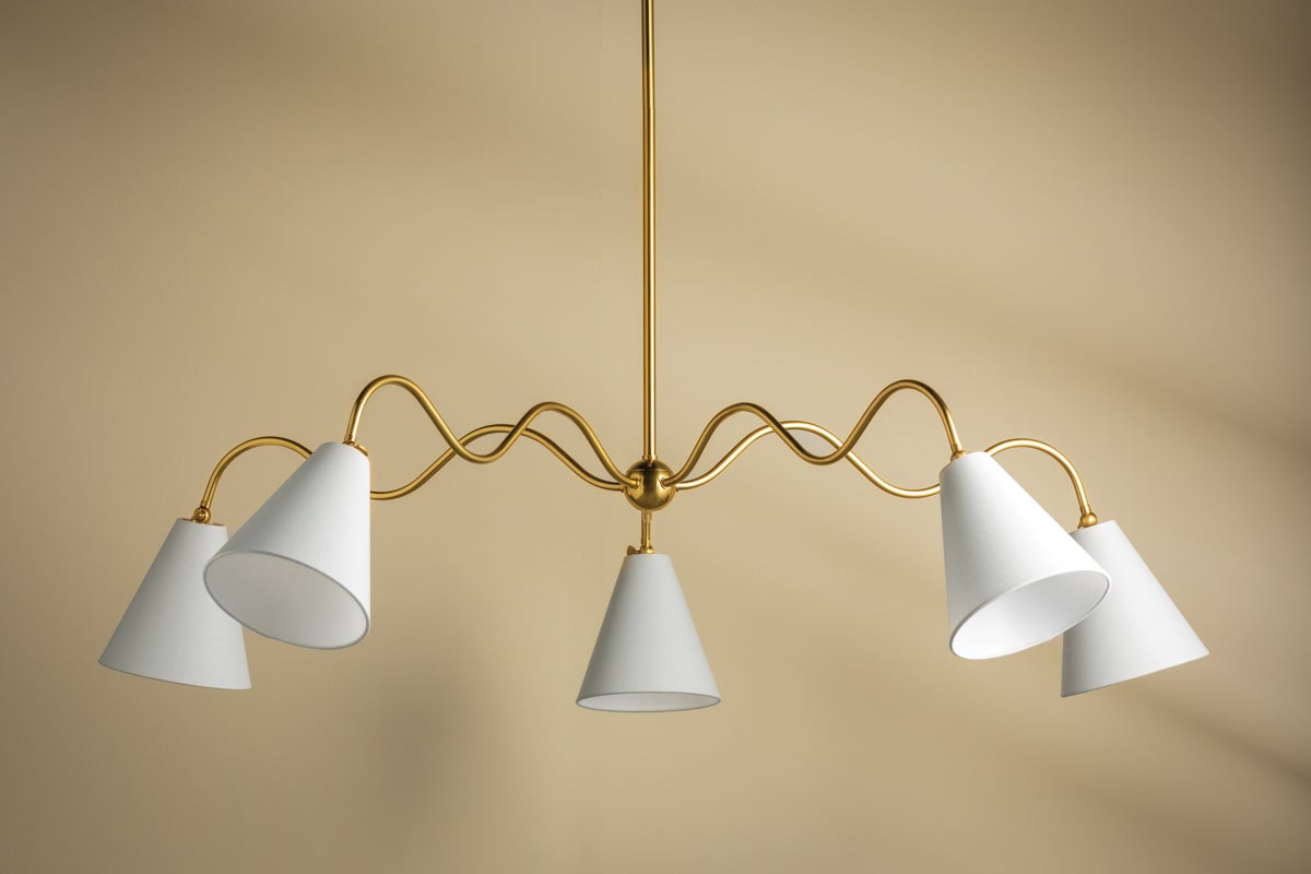 Onda 5-Light Chandelier by Mitzi - Unique Squiggly Design, Dimmable Feature, UL Damp Rated