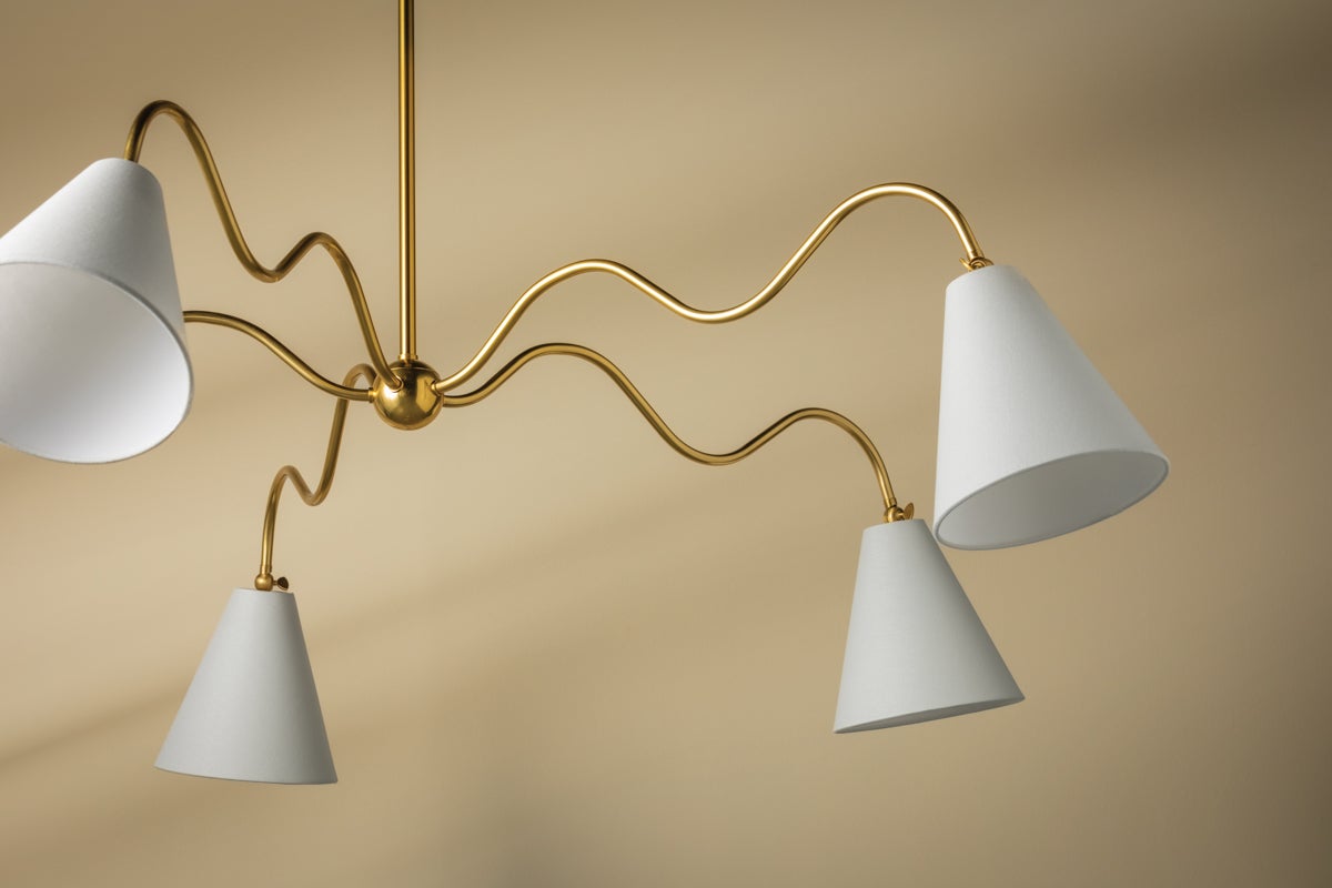 Onda 5-Light Chandelier by Mitzi - Unique Squiggly Design, Dimmable Feature, UL Damp Rated