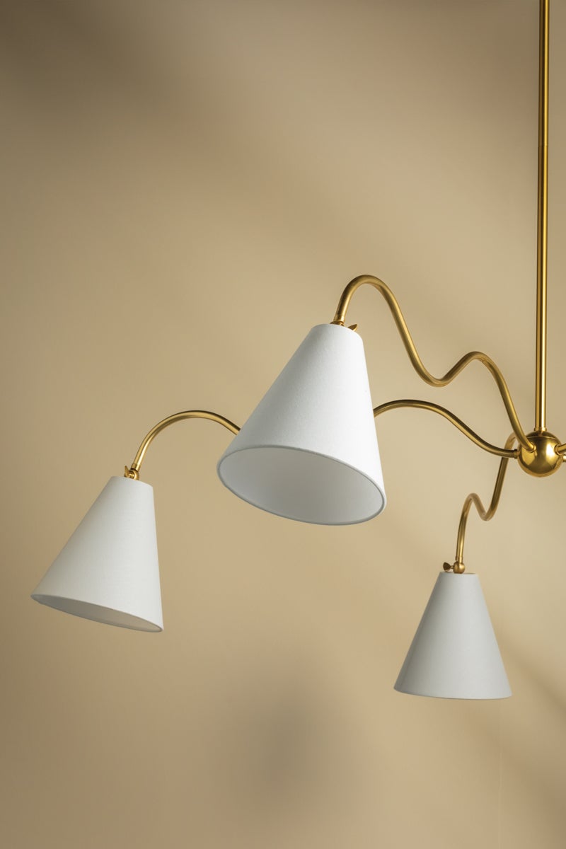 Onda 5-Light Chandelier by Mitzi - Unique Squiggly Design, Dimmable Feature, UL Damp Rated