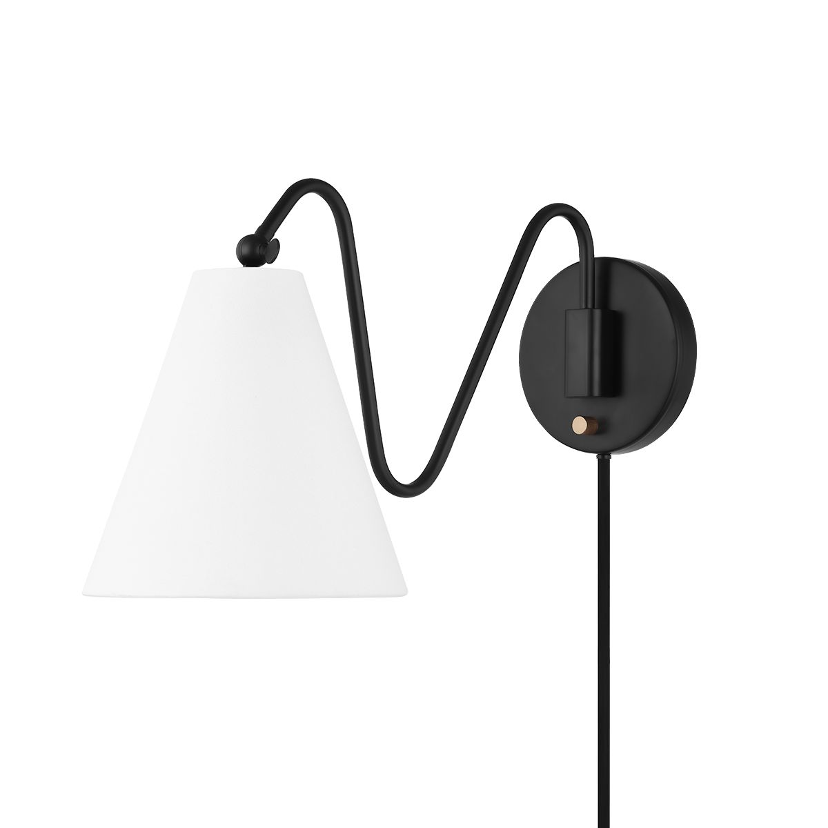 Mitzi Onda 13" Plug-In Wall Sconce With Whimsical Squiggly Arms And Dimmable Linen Shade