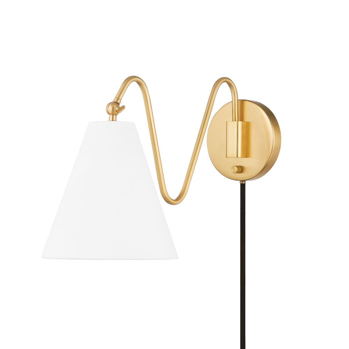 Mitzi Onda 13" Plug-In Wall Sconce With Whimsical Squiggly Arms And Dimmable Linen Shade