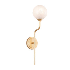 Onyx Sconce by Corbett Lighting, 22-Inch Opal Cloud Glass, Vintage Gold Leaf Finish, Dimmable Wall Light