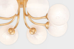 Onyx Semi-Flush Ceiling Light with Opal Glass Shade and Vintage Gold Leaf Finish, UL Damp Rated