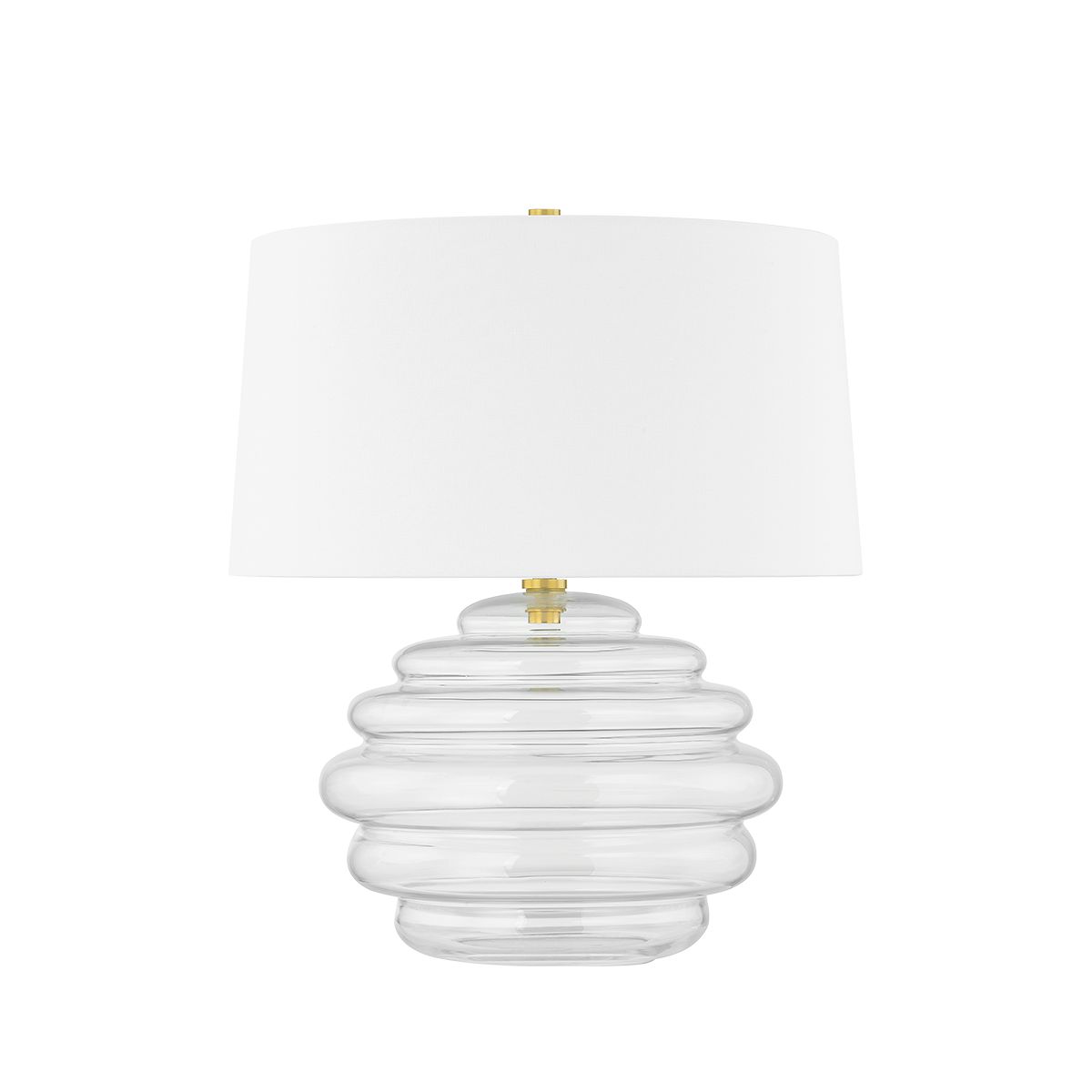 Oshawa 15W Dimmable Table Lamp With Clear Glass Body And Aged Brass Finish By Hudson Valley Lighting