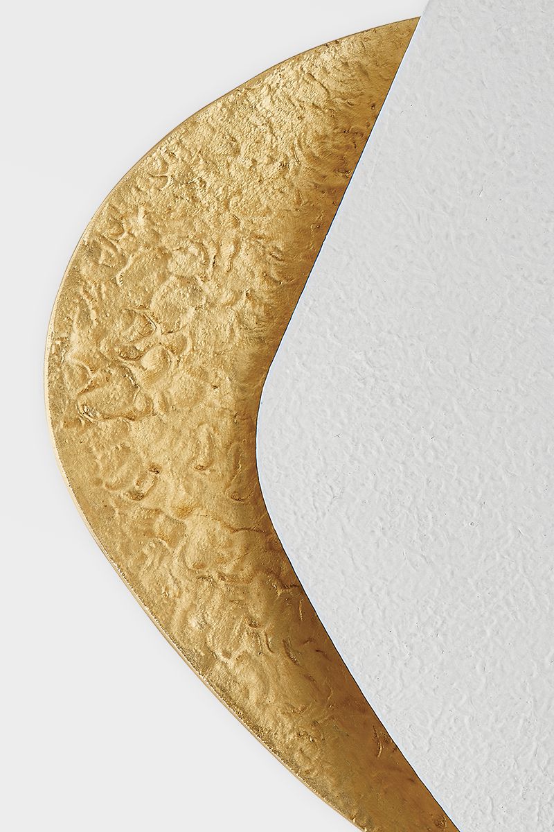 Oslo Sconce 16.75" Height by Corbett Lighting, White Plaster Shade, Vintage Gold Leaf Backplate, Dimmable