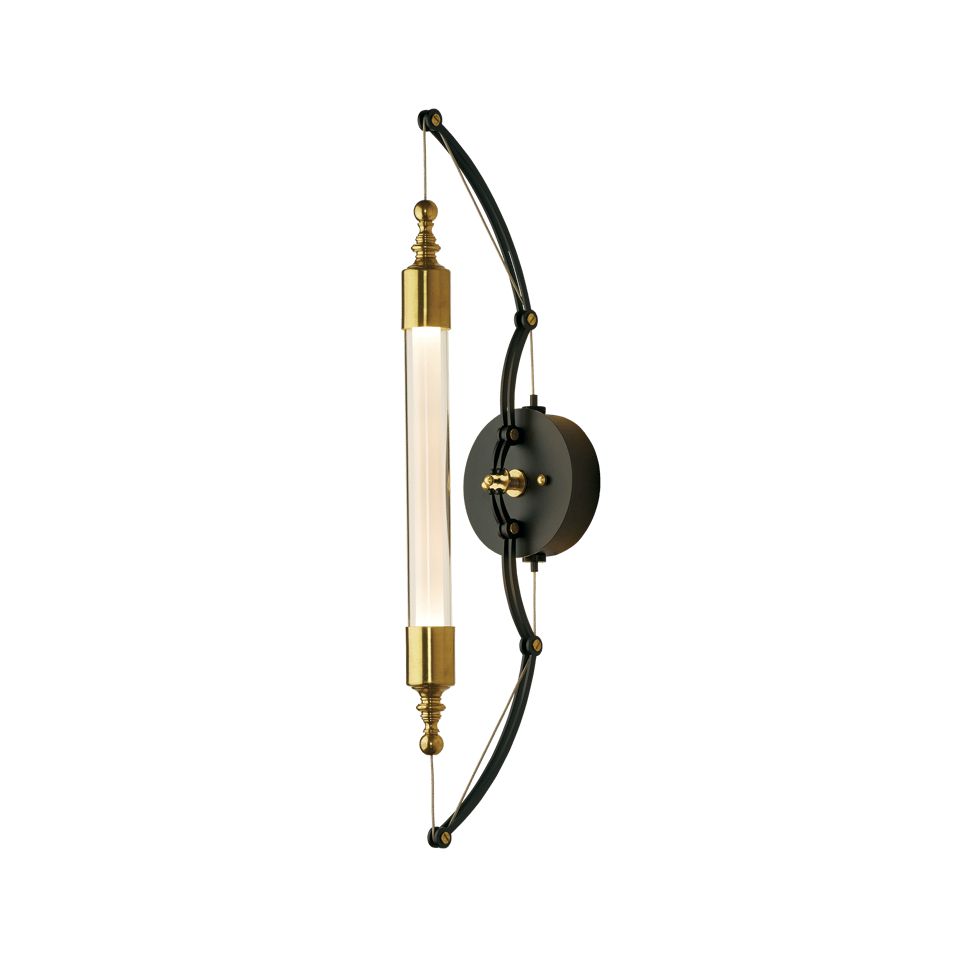 Hubbardton Forge Otto Sconce 26.3" Modern Wall Light in Polished Brass & Black, Dimmable, UL Damp Rated