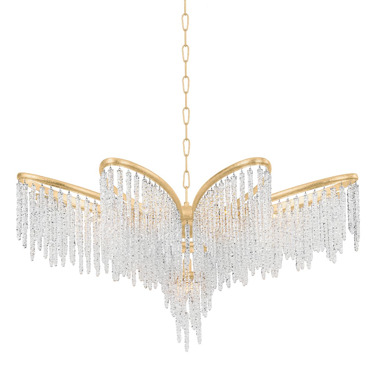 Pandora Large Chandelier by Corbett Lighting, 9 Light, Gold Leaf Finish, Floral Design, 26.5" Height, 48" Width