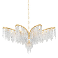 Pandora Large Chandelier by Corbett Lighting, 9 Light, Gold Leaf Finish, Floral Design, 26.5" Height, 48" Width