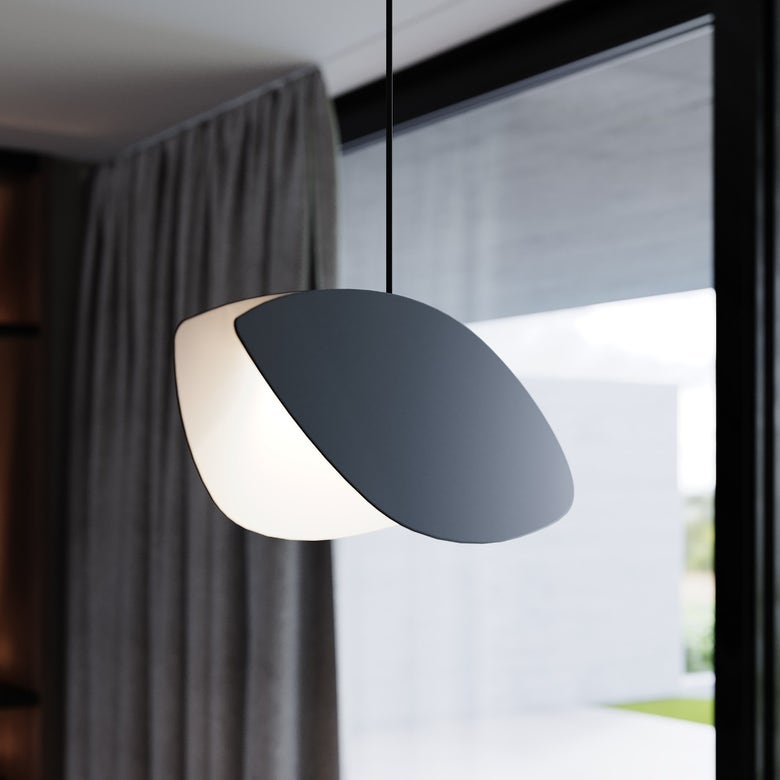 Sonneman Papillons Long Oval LED Pendant Light, Dimmable, Energy Efficient, Satin Black Finish