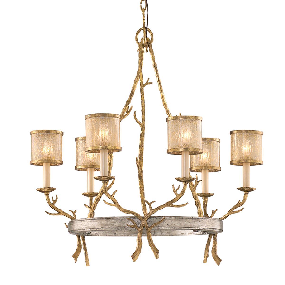 Parc Royale 6-Light Chandelier by Corbett Lighting in Vintage Gold & Silver Leaf Finish