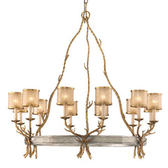 Parc Royale 12-Light Large Chandelier by Corbett Lighting in Vintage Gold and Silver Leaf Finish