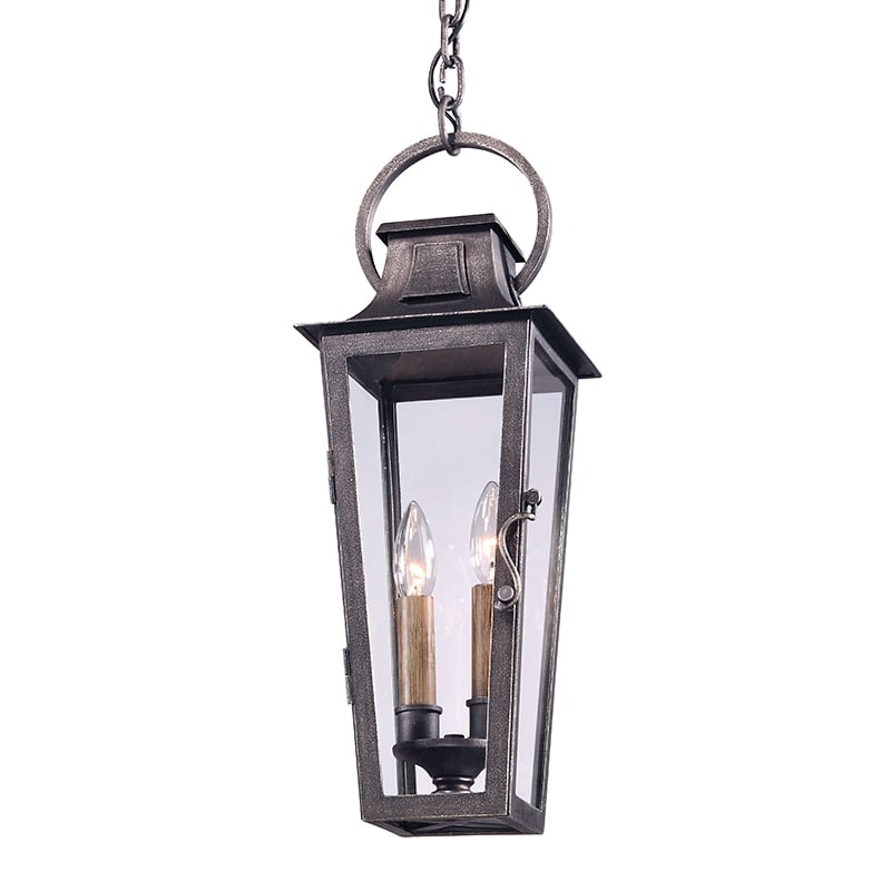 Parisian Square Outdoor Hanging Light 20.5" by Troy Lighting in Aged Pewter with Dimmable Feature