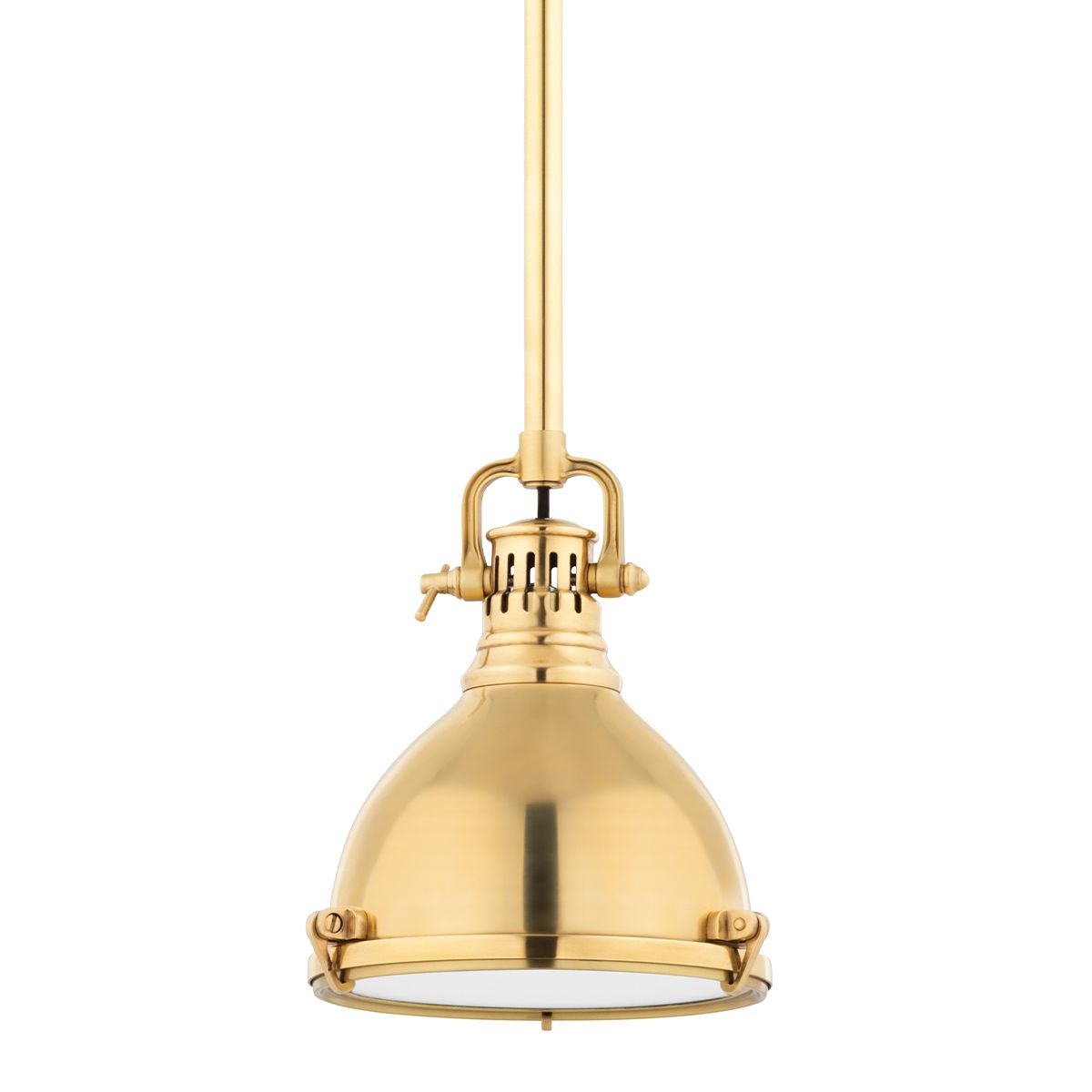 Hudson Valley Lighting Pelham Mini Pendant Light, Adjustable 16-64 In Height, Aged Brass & Polished Nickel