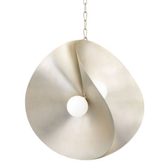 Peony Large Pendant Light by Corbett Lighting, Opal Glass Shade, Dimmable, Gold & Silver Leaf Finish