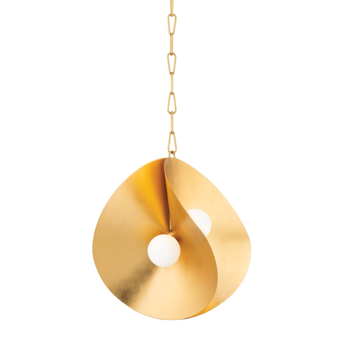 Peony Pendant Lighting by Corbett, Dimmable, 4 Bulbs, Gold Leaf or Warm Silver Leaf, 18" x 19