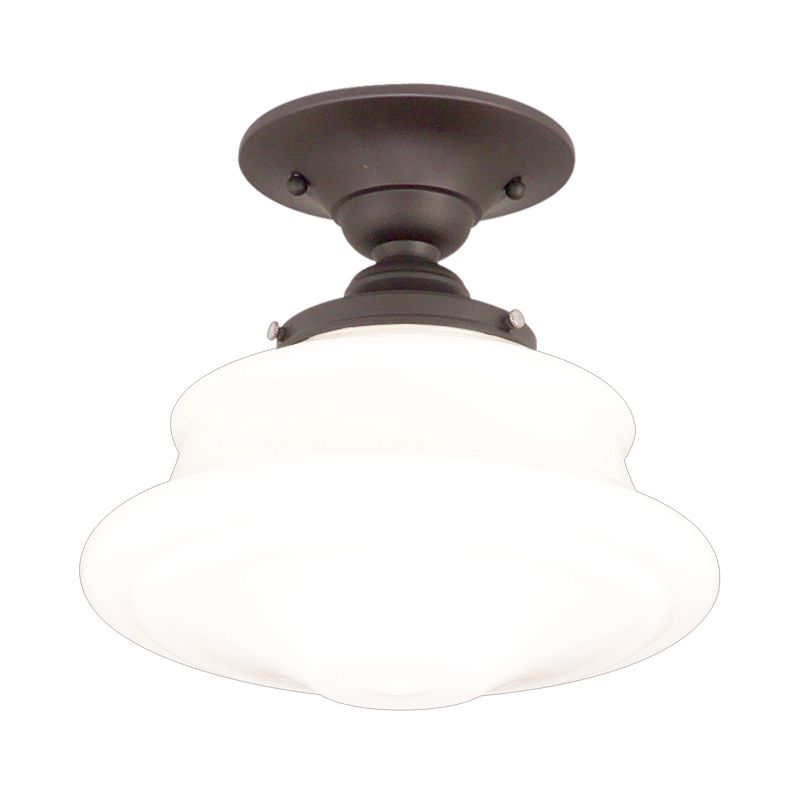 Hudson Valley 3416F-OB Petersburg Large Semi-Flush Ceiling Light - Dimmable Opal Glass Shade, Old Bronze Finish