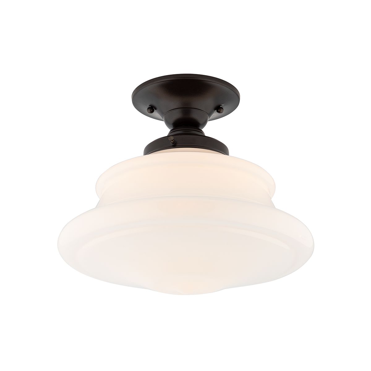 Petersburg 3412F-OB Medium Semi-Flush Ceiling Light, Opal Glossy Shade, Dimmable, Old Bronze Finish