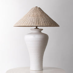 Pezante Table Lamp by Troy Lighting, 30" Height, Dimmable, Patina Brass & Natural Abaca Shade