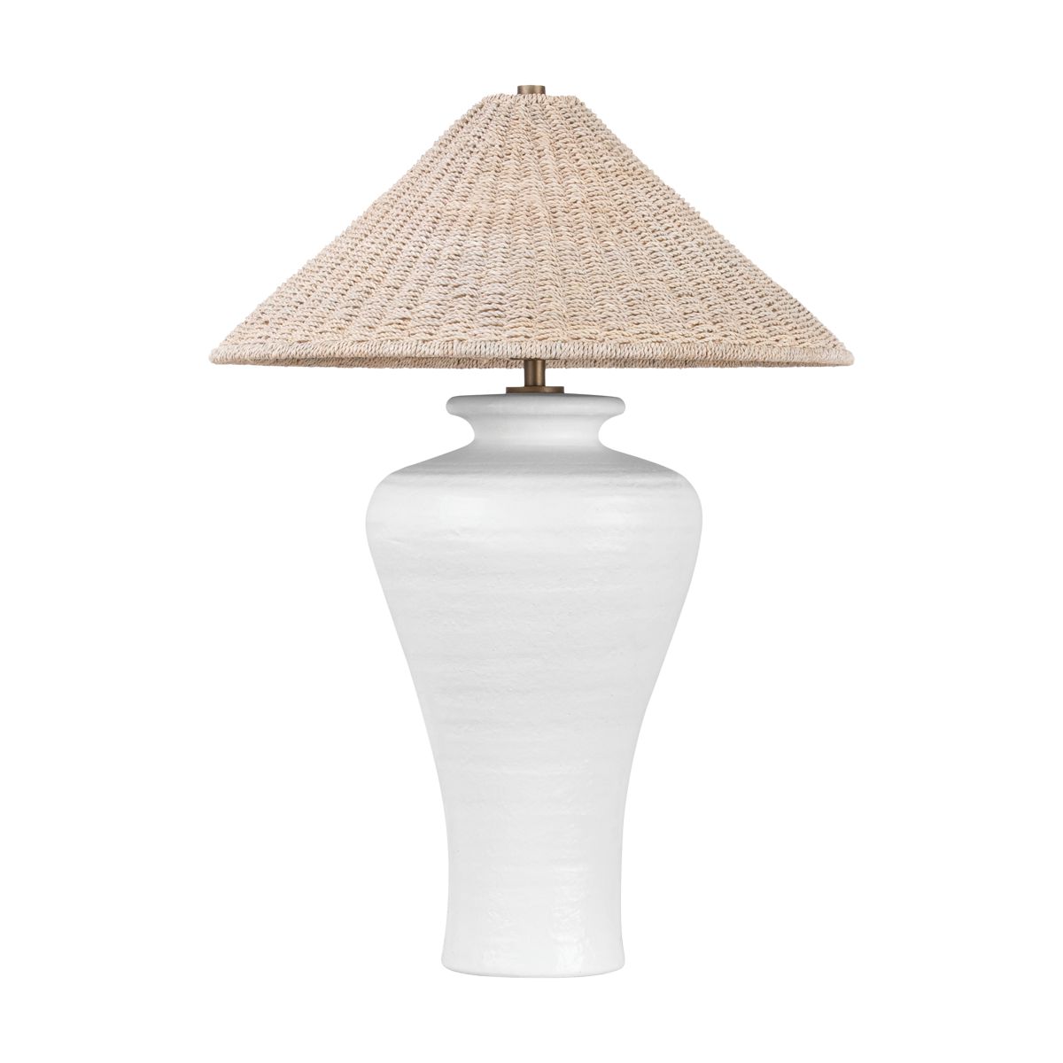 Pezante Table Lamp by Troy Lighting, 30" Height, Dimmable, Patina Brass & Natural Abaca Shade