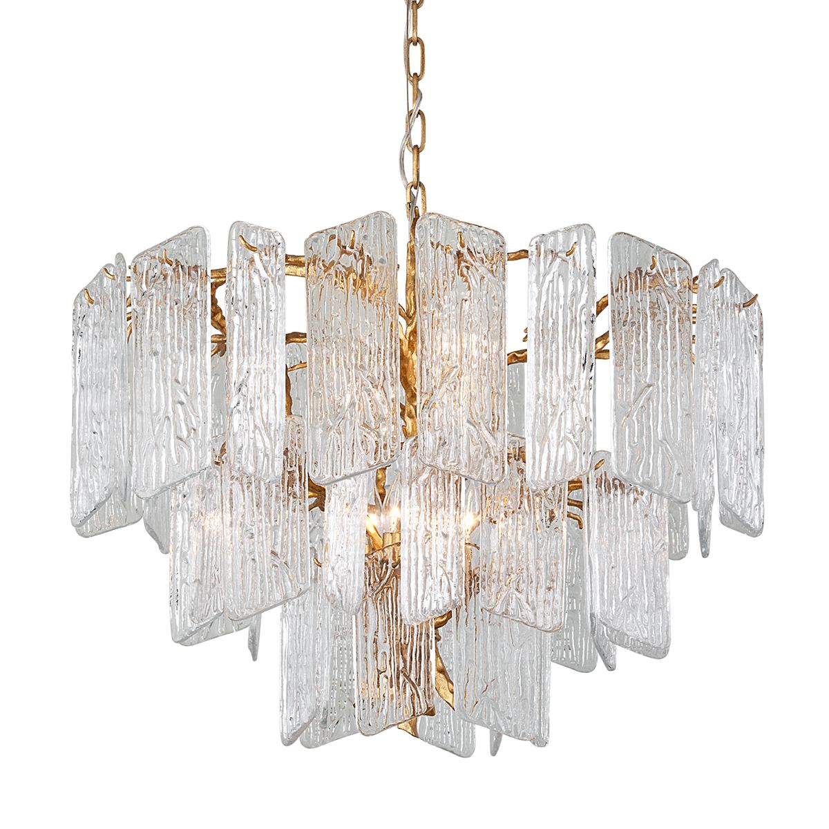 Piemonte Medium Chandelier 32" Wide With Gold Leaf Finish, 8 Lights, Dimmable, Elegant Design