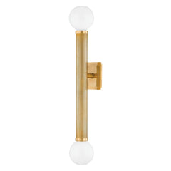 Pienza Large Sconce 31.25” Height Vintage Brass Finish Dimmable Glass Shade by Corbett Lighting