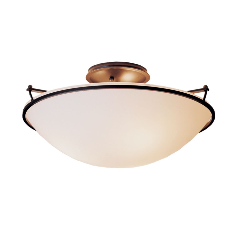 Hubbardton Forge 124304 Plain Large Semi-Flush Mount, Handcrafted Opal Glass Shade, 100W Dimmable Lighting