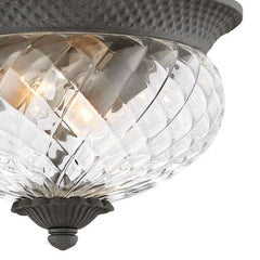 Plantation Large Flush Mount Ceiling Light by Hinkley Lighting, Pineapple Glass, UL Damp Rated, 2 E26 Bulbs