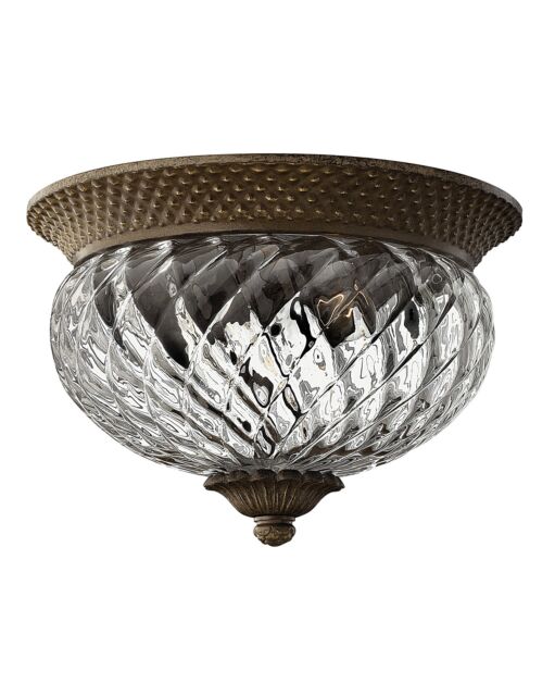 Hinkley Lighting Plantation 4102 Small Flush Mount, Pineapple Glass Shade, Damp Rated, 120V