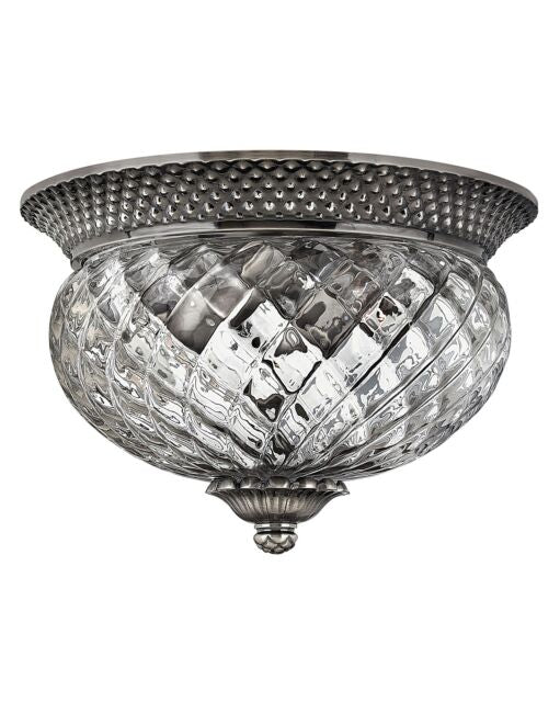 Hinkley Lighting Plantation 4102 Small Flush Mount, Pineapple Glass Shade, Damp Rated, 120V