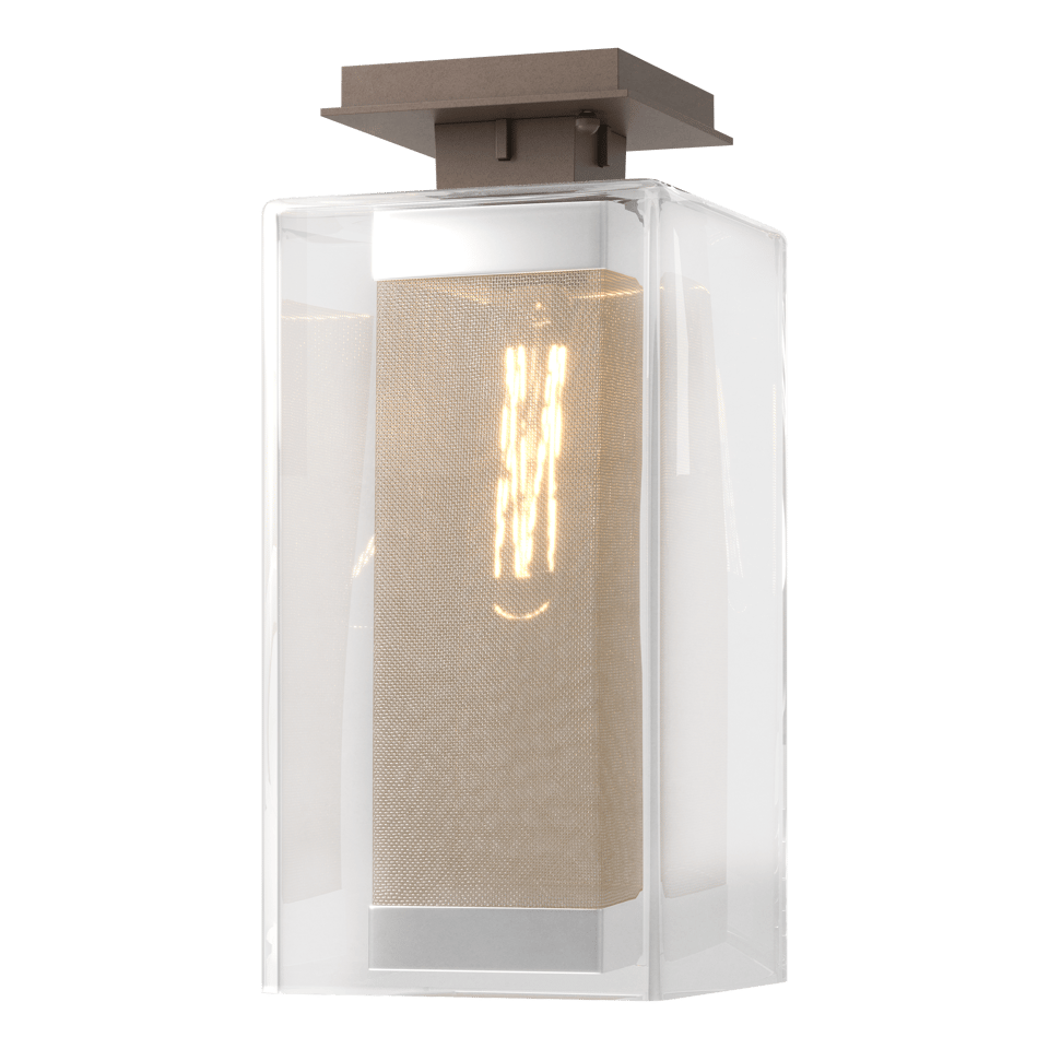 Hubbardton Forge Polaris Outdoor Semi-Flush Ceiling Light, Dimmable, 14.9" Height, Multiple Finishes