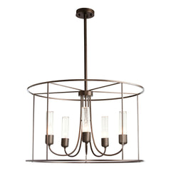 Portico Drum Outdoor Pendant Light by Hubbardton Forge, 5-Light, Weather-Resistant, 25.9"-55.9" Adjustable Height