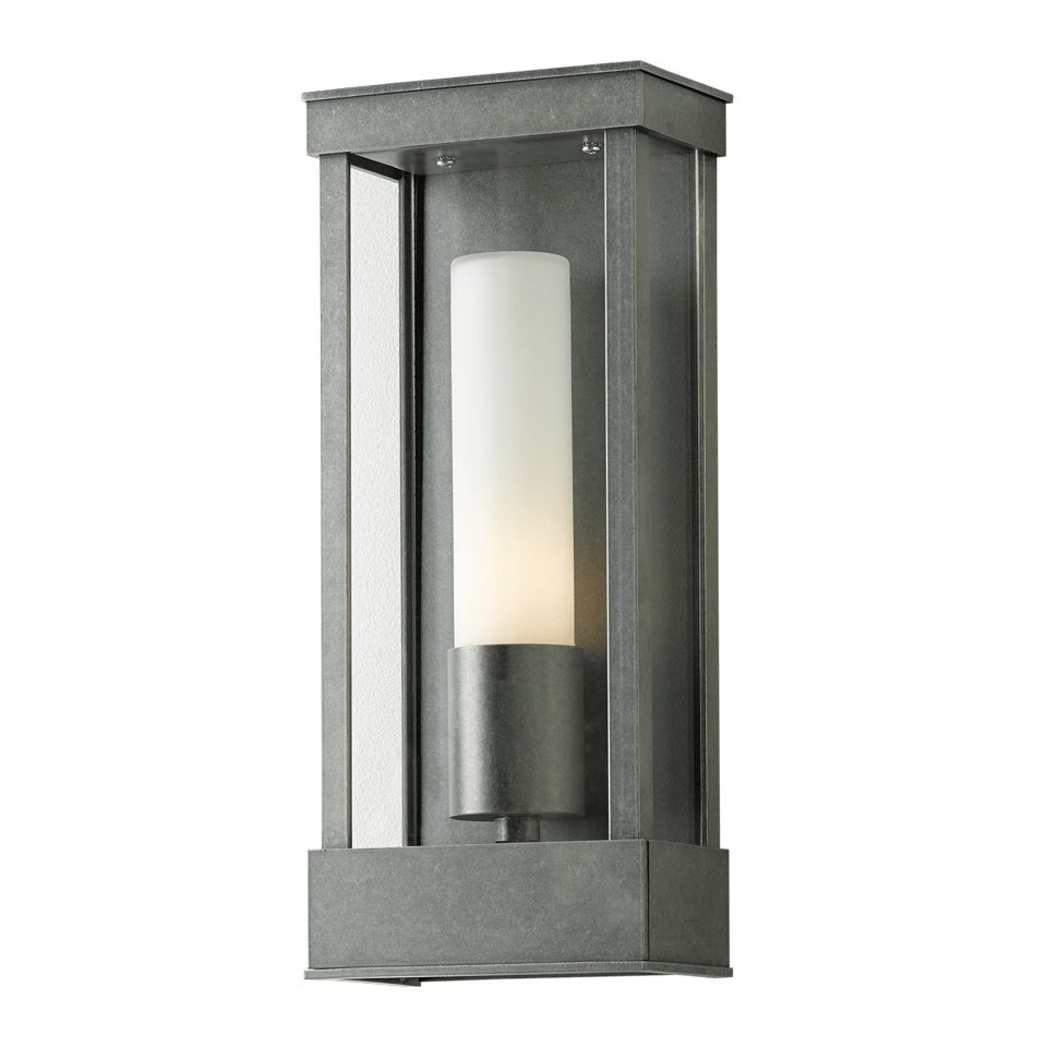 Portico 1-Light Small Outdoor Sconce by Hubbardton Forge - Durable Metal, Opal Glass Shade, Dimmable