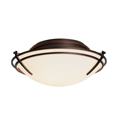 Hubbardton Forge Presidio Tryne Flush Mount, Opal Glass Shade, Dimmable, 3 Bulb, Various Finishes