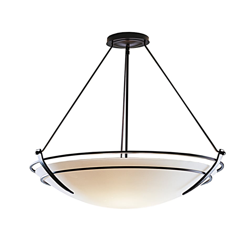 Hubbardton Forge Presidio Tryne Large Semi-Flush Fixture, Handcrafted Steel & Glass, 100W, 28.6" Diameter