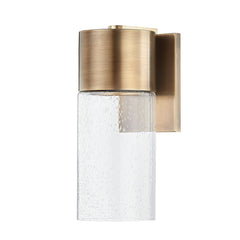 Pristine Large Outdoor Wall Sconce by Troy Lighting, Patina Brass, Clear Seeded Glass, UL Wet Rated, 16" H